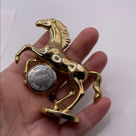 Elegant vintage Gold tone Horse Clock minature - Picture 5 of 6